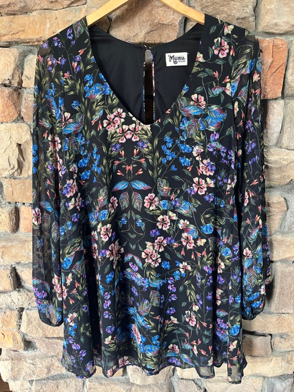 Show Me Your MuMu Donna Michelle Tunic Top Floral Long Sleeve Mini Dress